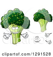 Clipart Of Broccoli Heads With A Face And Arms Royalty Free Vector Illustration
