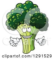 Clipart Of A Welcoming Broccoli Character Royalty Free Vector Illustration