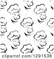 Clipart Of A Seamless Background Design Pattern Of Black And White Male Chef Faces 3 Royalty Free Vector Illustration