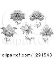 Poster, Art Print Of Black And White Henna Lotus And Flower Designs