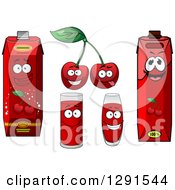 Poster, Art Print Of Cherries And Juice Cups And Cartons