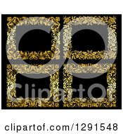 Poster, Art Print Of Gold Ornate Floral Frames Over Black 2