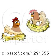 Poster, Art Print Of Cartoon Hen Chickens Nesting