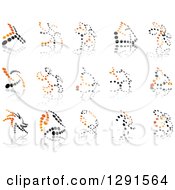 Clipart Of Black And Orange Abstract Dot Windmills And Reflections Royalty Free Vector Illustration by Vector Tradition SM