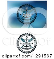 Poster, Art Print Of Nautical Oar Anchor And Chain Maritime Designs On White And Blue Backgrounds