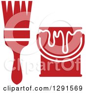 Clipart Of A Red Paint Brush And Can Icon Royalty Free Vector Illustration