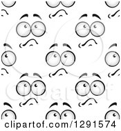 Poster, Art Print Of Seamless Background Pattern Of Grayscale Worried Faces