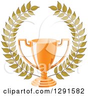 Clipart Of A Bronze Sports Trophy Cup And Wreath Royalty Free Vector Illustration