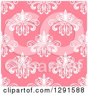 Clipart Of A Seamless Background Design Pattern Of White Floral On Pink Royalty Free Vector Illustration