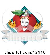 Poster, Art Print Of Red Apple Character Mascot Label