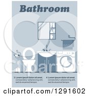 Poster, Art Print Of Blue Toned Bathroom Interior With Sample Text