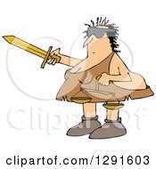 Clipart Of A Cavewoman Lady Justice With A Blindfold Sword And Scales Royalty Free Vector Illustration