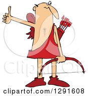 Cartoon Clipart Of A Bald White Male Hitchhiking Cupid Royalty Free Vector Illustration