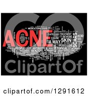 Clipart Of A Red And White ACNE Tag Word Collage On Black Royalty Free Illustration by MacX