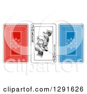 Poster, Art Print Of Red And Blue And Joker Playing Cards