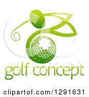 Poster, Art Print Of Abstract Gradient Green Man Golfing Over A Ball With Sample Text