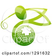 Abstract Gradient Green Man Golfing Over A Ball