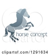 Poster, Art Print Of Gradient Gray Rearing Horse And Sample Text