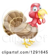 Clipart Of A Cute Turkey Bird Facing Right Royalty Free Vector Illustration