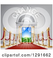 Poster, Art Print Of Red Carpet And Posts Leading To A Change Doorway
