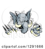 Poster, Art Print Of Vicious Elephant Monster Clawing Through A Wall