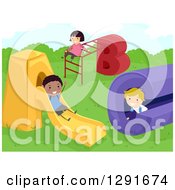 Poster, Art Print Of Happy Children Playing On An Abc Playground