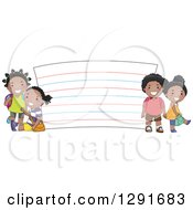 Poster, Art Print Of Happy Black School Children By A Giant Note Card