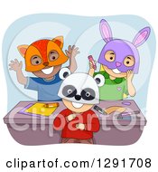 Group Of Happy Preschool Children Wearing Animal Masks