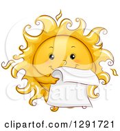 Poster, Art Print Of Happy Sketched Sun Character Reading A Letter