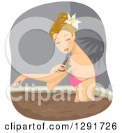 Blond Caucasian Woman Enjoying A Mud Bath At A Spa
