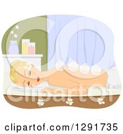 Clipart Of A Relaxed Blond Caucasian Woman Getting A Ventosa Therapy Massage Royalty Free Vector Illustration by BNP Design Studio