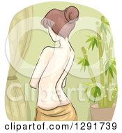 Clipart Of A Sketched Rear View Of A Brunette Caucasian Woman Nude From The Waist Up Royalty Free Vector Illustration by BNP Design Studio