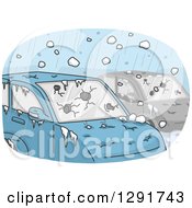 Clipart Of A Hail Storm Crashing Into Cars Royalty Free Vector Illustration