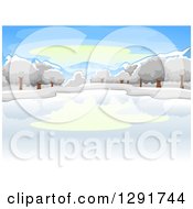 Poster, Art Print Of Frozen Winter Lake With Trees On A Winter Day