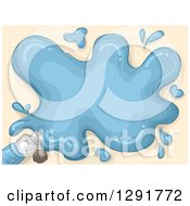 Clipart Of A Sketched Acrylic Paint Tube With A Blue Splatter Royalty Free Vector Illustration