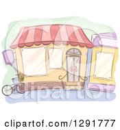 Poster, Art Print Of Sketched Shop With A Bicycle
