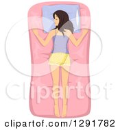 Poster, Art Print Of Brunette Caucasian Woman Sleeping In The Free Fall Stomach Position