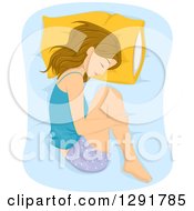 Poster, Art Print Of Dirty Blond Caucasian Woman Sleeping In The Fetal Position