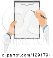 Poster, Art Print Of Male Doctors Hands Writing Notes On A Clipboard