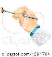 Clipart Of A Doctors Hand Holding A Bee For Venom Therapy Royalty Free Vector Illustration