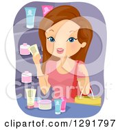 Poster, Art Print Of Brunette Caucasian Woman Stocking Up On Beauty Products