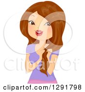 Poster, Art Print Of Brunette Caucasian Woman With Long Luxurious Hair