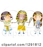 Three Happy Chidlren Dressed As Ancient Egyptians