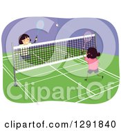 Poster, Art Print Of Happy Girls Playing Badminton Indoors