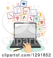 Poster, Art Print Of Caucasian Hand Searching For A Job On A Laptop Computer
