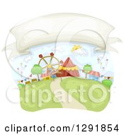 Poster, Art Print Of Blank Banner In The Sky Over A Carnival