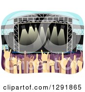 Clipart Of An Open Air Stadium With Concert Fans Royalty Free Vector Illustration by BNP Design Studio