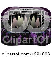 Clipart Of A Concert Fan Hands And Stage Lighting At An Open Air Stadium Royalty Free Vector Illustration