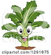 Clipart Of A Cartoon Happy Kale Plant Character Royalty Free Vector Illustration