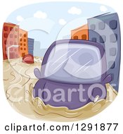 Clipart Of A Car Caught In A City Flood Royalty Free Vector Illustration by BNP Design Studio